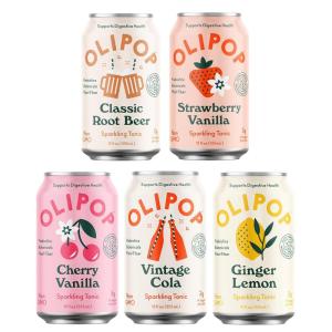 imageOLIPOP  Strawberry Vanilla Sparkling Tonic Healthy Soda Prebiotic Soft Drink Aids Digestive Health Contains Prebiotics ampamp 9g of Plant Fiber Caffeine Free Low Calorie Low Sugar 12 oz 4PackCola