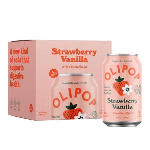 imageOLIPOP  Strawberry Vanilla Sparkling Tonic Healthy Soda Prebiotic Soft Drink Aids Digestive Health Contains Prebiotics ampamp 9g of Plant Fiber Caffeine Free Low Calorie Low Sugar 12 oz 4PackStrawberry Vanilla
