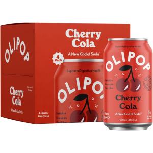 imageOLIPOP Prebiotic Soda Pop Cherry Cola Prebiotics Botanicals Plant Fiber 12 fl oz 4 Cans