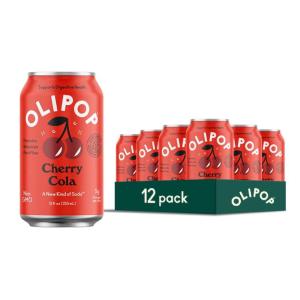 imageOLIPOP Prebiotic Soda Pop Cherry Vanilla A New Kind of Soda Packed with Prebiotics Fiber and Botanicals Gluten Free Vegan GMO Free 12oz 12CansCherry Cola