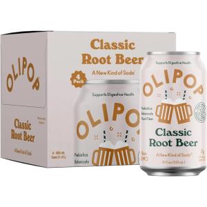 imageOLIPOP Prebiotic Soda Pop Classic Root Beer Prebiotics Botanicals Plant Fiber 12 fl oz 4 Cans