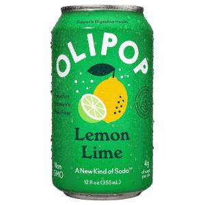 imageOLIPOP Prebiotic Soda Pop Lemon Lime Prebiotics Botanicals Plant Fiber 12 fl oz