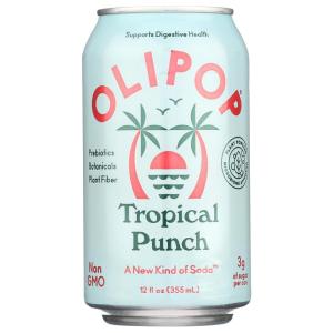 imageOLIPOP Prebiotic Soda Pop Tropical Punch A New Kind of Soda Packed with Prebiotics Fiber and Botanicals Gluten Free Vegan GMO Free 12oz