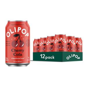 imageOLIPOP Prebiotic Soda Pop Vintage ColaPantry Pack Packed with Prebiotics Fiber and Botanicals Gluten Free Vegan GMO Free 12oz 12CansCherry Cola