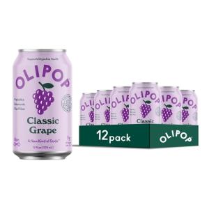 imageOLIPOP Prebiotic Soda Pop Vintage ColaPantry Pack Packed with Prebiotics Fiber and Botanicals Gluten Free Vegan GMO Free 12oz 12CansClassic Grape