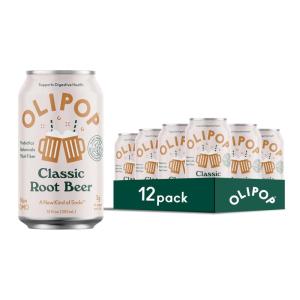 imageOLIPOP Prebiotic Soda Pop Vintage ColaPantry Pack Packed with Prebiotics Fiber and Botanicals Gluten Free Vegan GMO Free 12oz 12CansClassic Root Beer