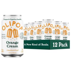 imageOLIPOP Prebiotic Soda Pop Vintage ColaPantry Pack Packed with Prebiotics Fiber and Botanicals Gluten Free Vegan GMO Free 12oz 12CansOrange Cream