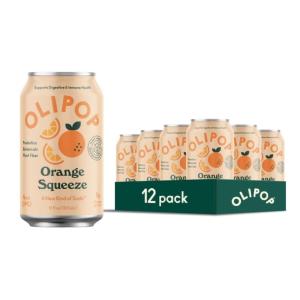 imageOLIPOP Prebiotic Soda Pop Vintage ColaPantry Pack Packed with Prebiotics Fiber and Botanicals Gluten Free Vegan GMO Free 12oz 12CansOrange Squeeze