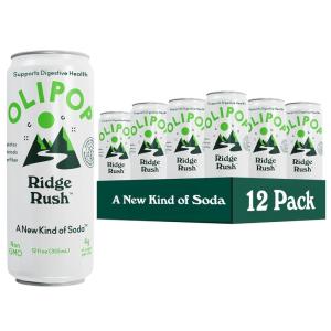 imageOLIPOP Prebiotic Soda Pop Vintage ColaPantry Pack Packed with Prebiotics Fiber and Botanicals Gluten Free Vegan GMO Free 12oz 12CansRidge Rush