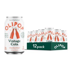 imageOLIPOP Prebiotic Soda Pop Vintage ColaPantry Pack Packed with Prebiotics Fiber and Botanicals Gluten Free Vegan GMO Free 12oz 12CansVintage Cola