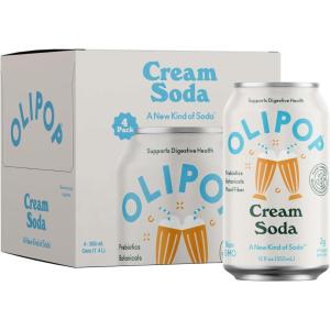 imageOLIPOP Prebiotic Soda Pop Cream Soda Prebiotics Botanicals Plant Fiber 12 fl oz 4 Cans