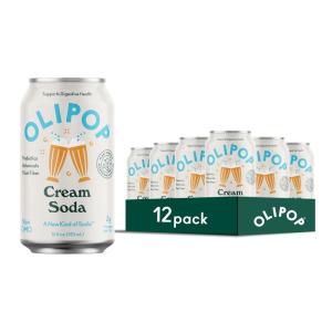 imageOLIPOP Prebiotic Soda Pop Pantry Pack Packed with Prebiotics Fiber and Botanicals Gluten Free Vegan GMO Free 12oz 12Cans SpongeBob Pineapple ParadiseCream Soda